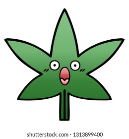 desenho animado sombreado gradiente de uma folha de maconha