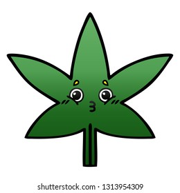 caricatura sombreada degradada de una hoja de marihuana