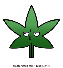 caricatura sombreada degradada de una hoja de marihuana