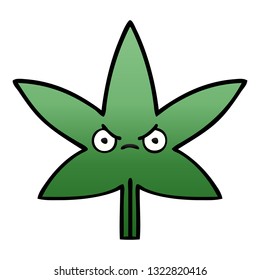 caricatura sombreada degradada de una hoja de marihuana