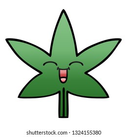 Farbverlauf-schattiger Cartoon eines Marihuana-Blattes