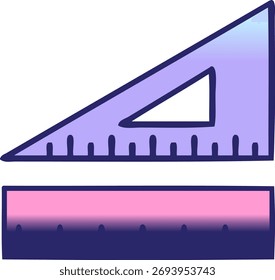 gradient shaded cartoon of a maths set in bright neon color