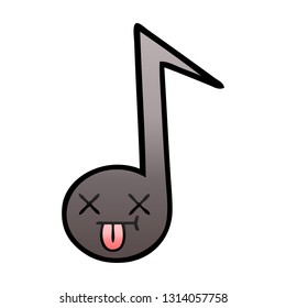 caricatura sombreada degradada de una nota musical