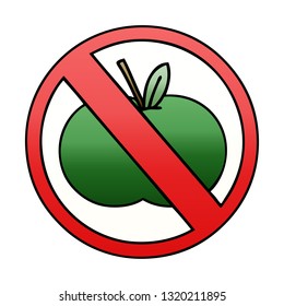 caricatura sombreada degradada de un signo no permitido de fruta