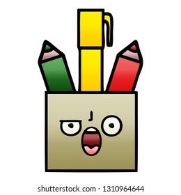 gradient shaded cartoon of a pencil pot