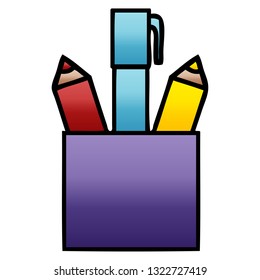 gradient shaded cartoon of a pencil pot
