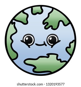 caricatura sombreada de degradado de un planeta tierra