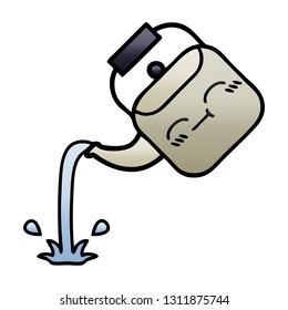 caricatura sombreada de gradiente de un hervidor de agua que vertía