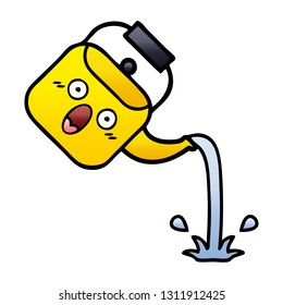 caricatura sombreada de gradiente de un hervidor de agua que vertía