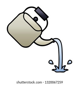 caricatura sombreada de gradiente de un hervidor de agua que vertía