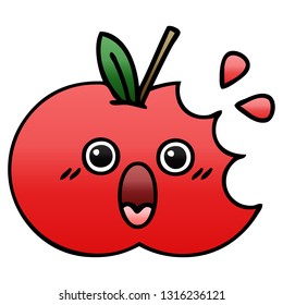 caricatura sombreada degradada de una manzana roja