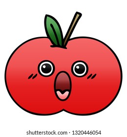 caricatura sombreada degradada de una manzana roja