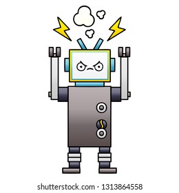 caricatura sombreada de gradiente de un robot