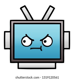 caricatura sombreada de gradiente de una cabeza robot