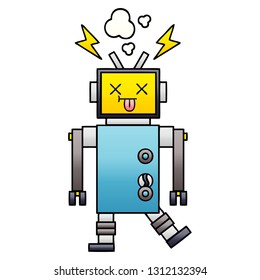caricatura sombreada de gradiente de un mal funcionamiento del robot