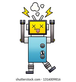 caricatura sombreada de gradiente de un mal funcionamiento del robot