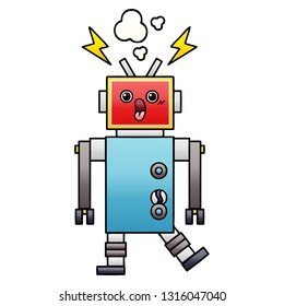 caricatura sombreada de gradiente de un mal funcionamiento del robot