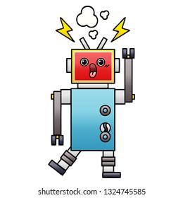 caricatura sombreada de gradiente de un mal funcionamiento del robot