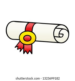 gradient shaded cartoon of a rolled certificate
