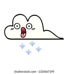 gradient shaded cartoon of a shocked snow cloud