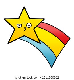 gradient shaded cartoon of a shooting rainbow star