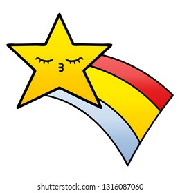 gradient shaded cartoon of a shooting rainbow star