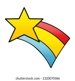 gradient shaded cartoon of a shooting rainbow star