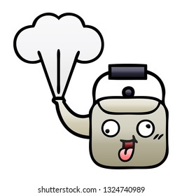 gradient shaded cartoon of a steaming kettle