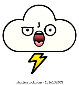 caricatura sombreada de degradado de una nube de tormenta