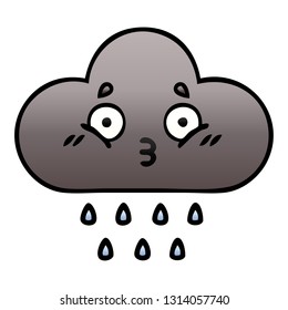 gradient shaded cartoon of a storm rain cloud