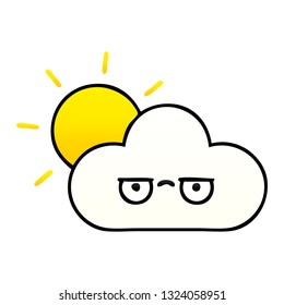 caricatura sombreada degradada de un sol y una nube