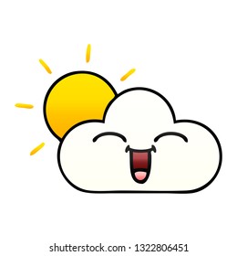 Farbverlauf-schattiger Cartoon mit Sonnenschein und Wolke