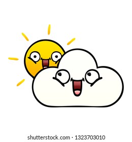 gradient shaded cartoon of a sunshine and cloud