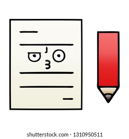 caricatura sombreada de gradiente de un papel de prueba