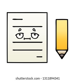 caricatura sombreada de gradiente de un papel de prueba