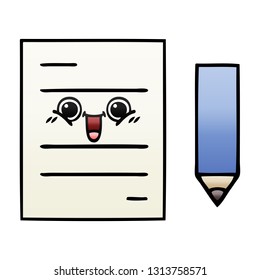caricatura sombreada de gradiente de un papel de prueba