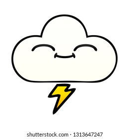 caricatura sombreada de gradiente de una nube de truenos