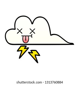 gradient shaded cartoon of a thunder cloud