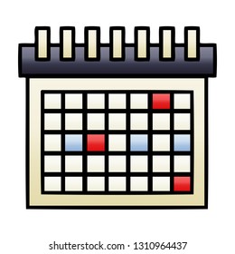 gradient shaded cartoon of a work calendar