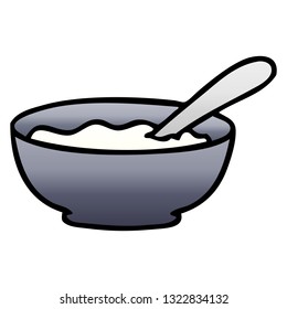 gradient shaded quirky cartoon bowl of porridge