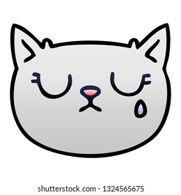 gradient shaded quirky cartoon crying cat