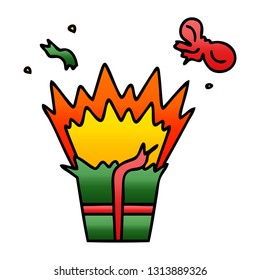caricatura peculiar degradada de un presente explosivo