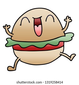 gradient shaded quirky cartoon happy veggie burger