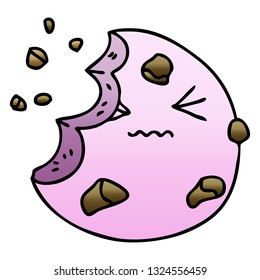 gradient shaded quirky cartoon munched cookie