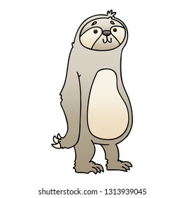 gradient shaded quirky cartoon sloth