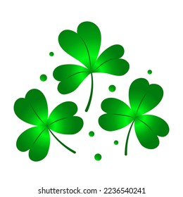 Gradient shamrocks for St. Patrick's Day. Round logo with clover. March 17