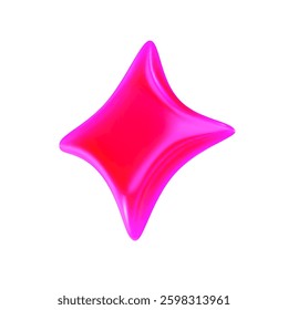 Gradient shape in 90s style.Abstract star icon in neon pink colors. 3D vector illustration