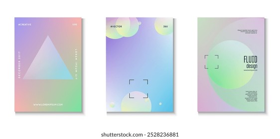 Gradient Shape. Abstract Design. Multyplying Vibrant Elements. Astronaut Circle Template. Violet Holographic Set. 3d Poster. Hologram Placard. Blue Gradient Shape
