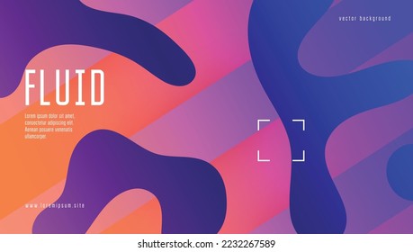 Gradient Shape. Flat Landing Page. Cool Abstract Layout. Business Template. Graphic Page. Geometric Flyer. Blue Trendy Poster. Fluid Shapes. Lilac Gradient Shape