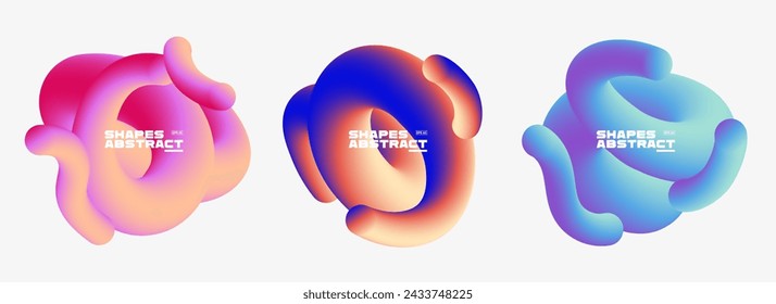 Conjunto de insignias de formas degradadas. Diseño minimalista de moda. Vector Eps10.